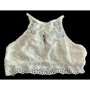 Aerie Lacy Hi-Neck Cream Bralette XL